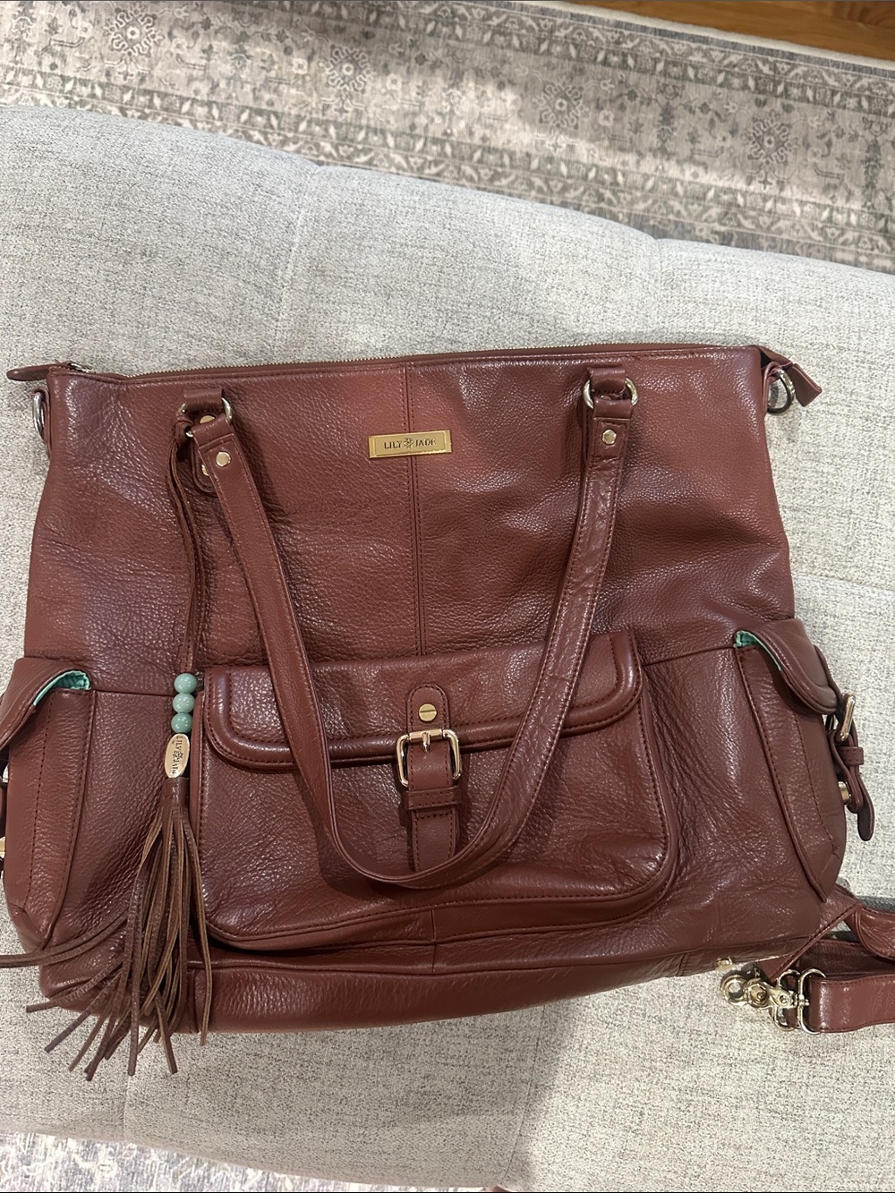 Lily Jade Megan Brown Leather Baby Diaper Bag